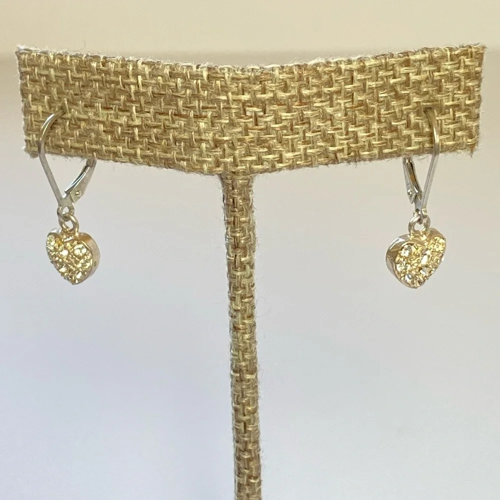 Marsala 925 Dainty Silver Dangling Heart Rhinestone Open Back Leverback Earrings
